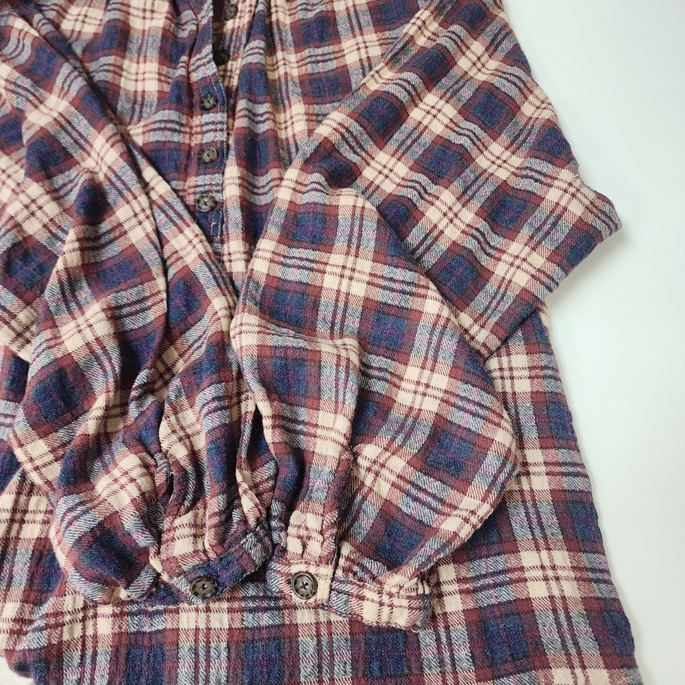 Free People Northern Bound Tunic Top Women's L Plaid Flannel Country Cozy - Picture 9 of 10